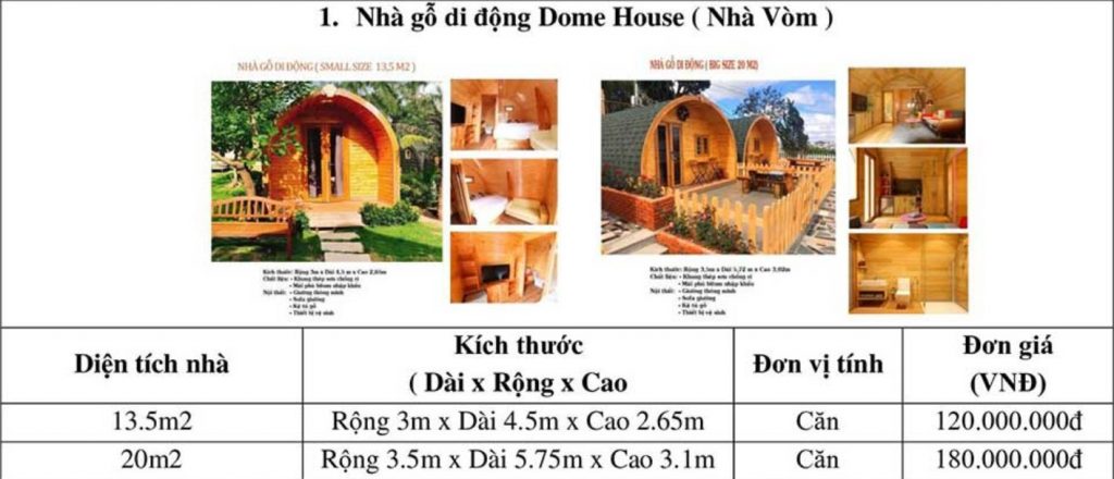 Bảng giá thi công nhà gỗ di động Bảng giá thi công nhà gỗ di động